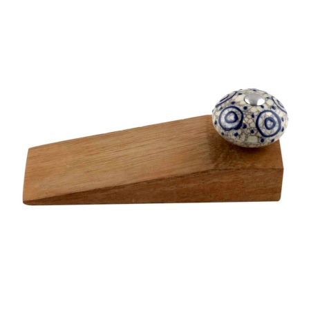 Blue Decorative Crackle Ceramic Wooden Door Stopper
